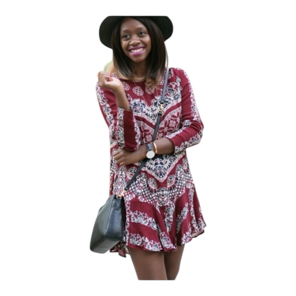 Free People Smooth Talker Tunic Burgundy Small